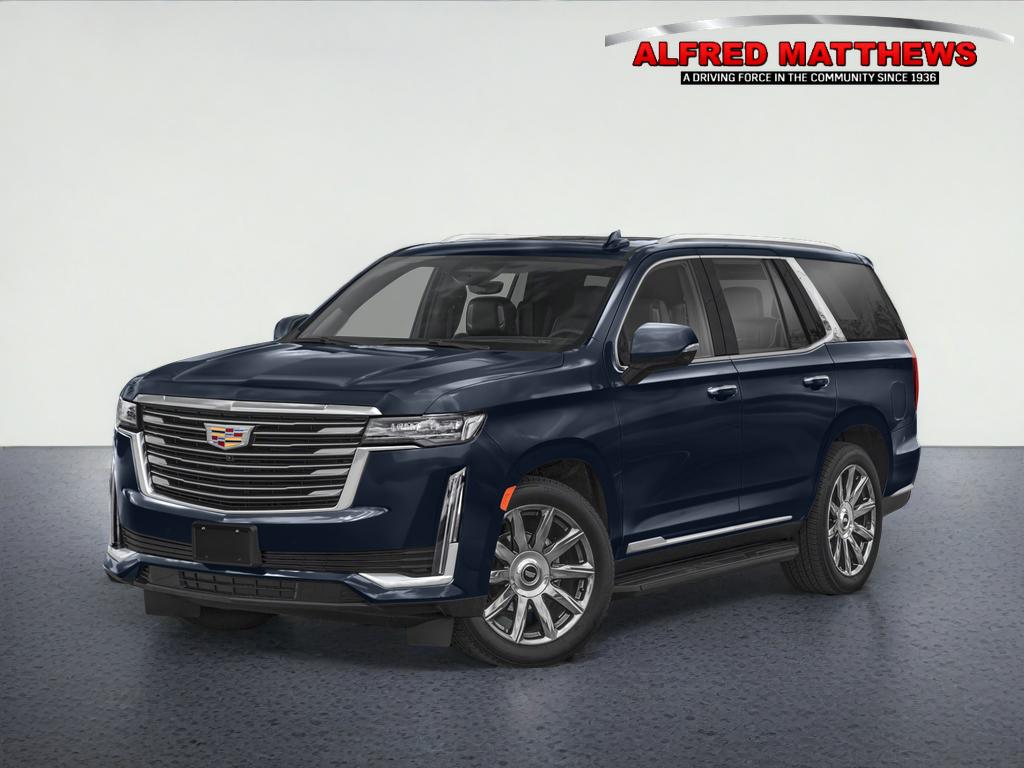 2024 Cadillac Escalade Premium Luxury Platinum in Black Raven — front three-quarter view