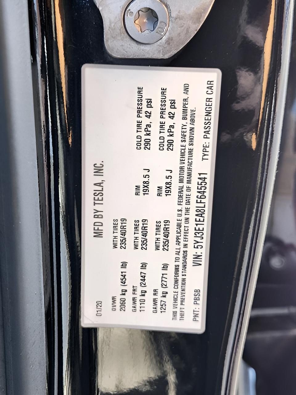 2020 Tesla Model 3 Standard